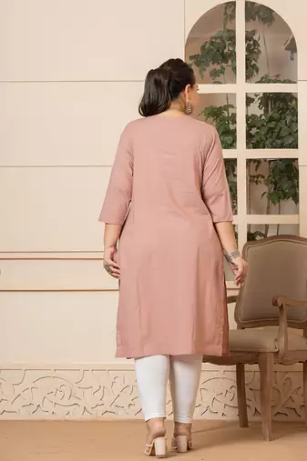  mauve floral straight plus size kurta