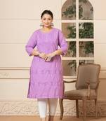  lavender floral straight plus size kurta