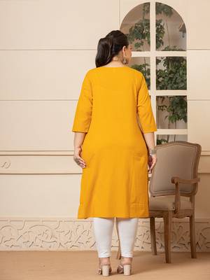  mustard floral straight plus size kurta 3
