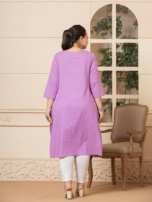  lavender floral straight plus size kurta 3