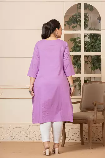  lavender floral straight plus size kurta