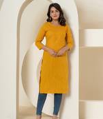 mustard chikankari straight kurta