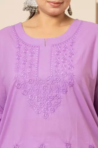  lavender floral straight plus size kurta