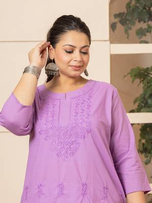 lavender floral straight plus size kurta 5