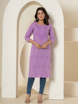  lavender chikankari straight kurta 1