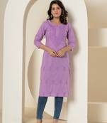  lavender chikankari straight kurta