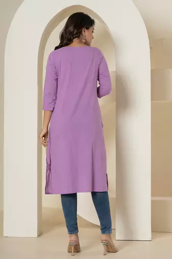  lavender chikankari straight kurta