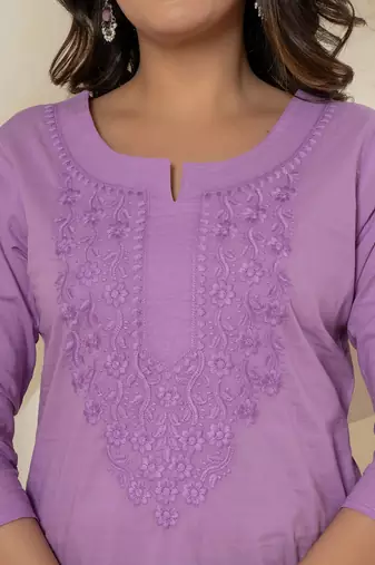  lavender chikankari straight kurta