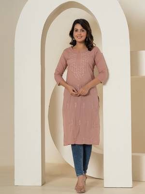  purple chikankari straight kurta 1