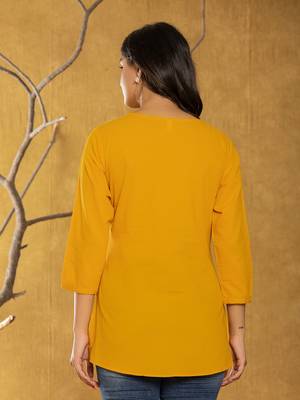  mustard chikankari striped regular top 3