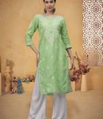 Green cotton lucknowi chikankari kurta