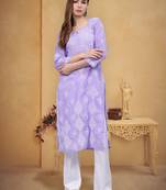 Mauve cotton lucknowi chikankari kurta