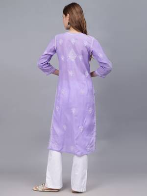 Mauve cotton lucknowi chikankari kurta 2