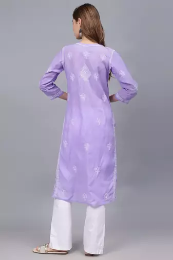 Mauve cotton lucknowi chikankari kurta