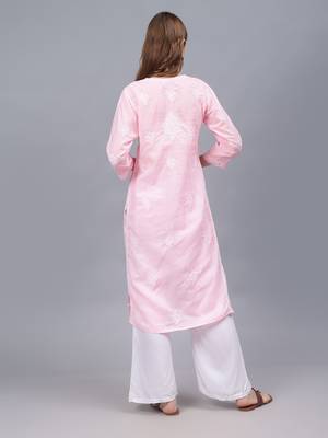 Pink cotton lucknowi chikankari kurta 2