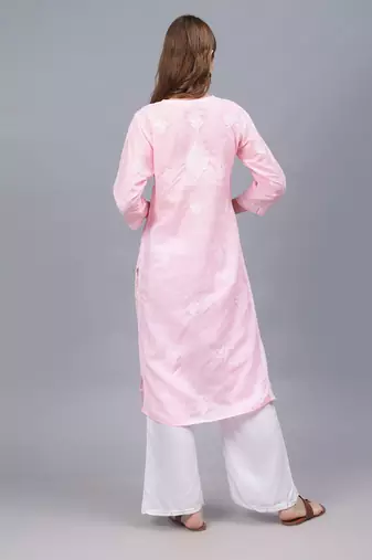 Pink cotton lucknowi chikankari kurta