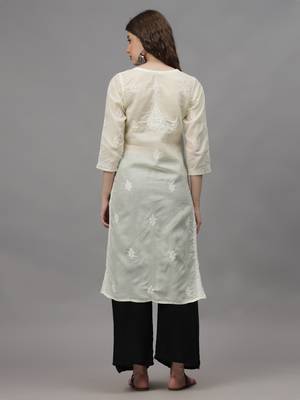 Lemon cotton lucknowi chikankari kurta 3