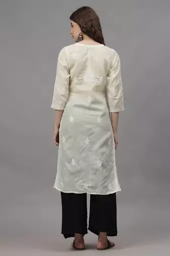 Lemon cotton lucknowi chikankari kurta