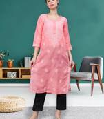 Peach cotton lucknowi chikankari kurta