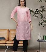 Pink cotton lucknowi chikankari kurta