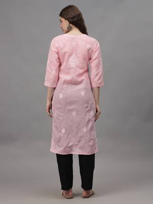Pink cotton lucknowi chikankari kurta 2