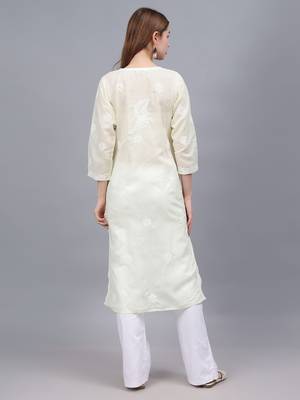 Lemon cotton lucknowi chikankari kurta 2
