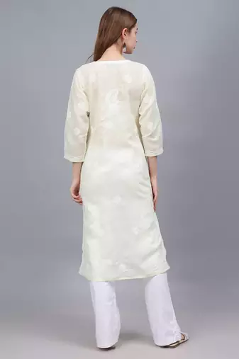 Lemon cotton lucknowi chikankari kurta