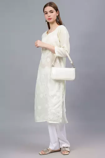 Lemon cotton lucknowi chikankari kurta