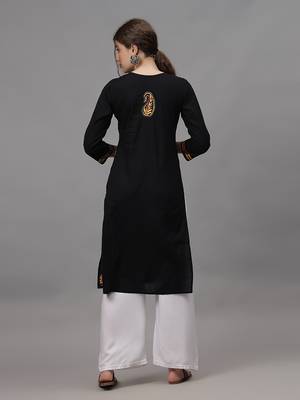 Black cotton lucknowi chikankari kurta 2