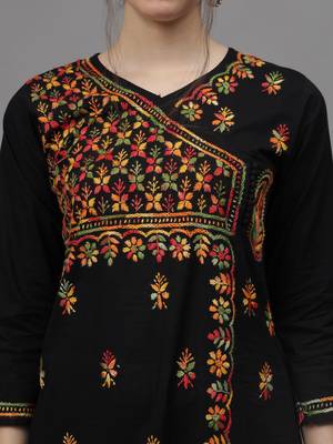 Black cotton lucknowi chikankari kurta 3