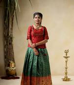 green  bandhini waves kids pattu pavadai