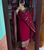 Women's designer chinnon  silk embroidered suit set