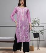 Mauve cotton lucknowi chikankari kurta