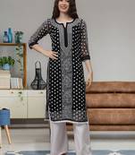 Black georgette lucknowi chikankari kurta with slip