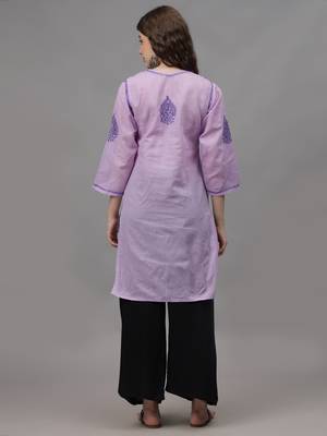 Mauve cotton lucknowi chikankari kurta 3