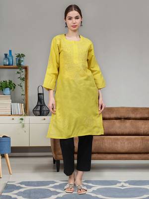 Green cotton lucknowi chikankari kurta 1