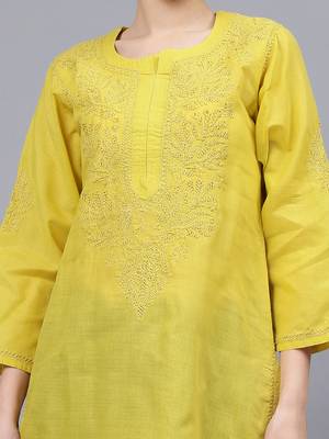 Green cotton lucknowi chikankari kurta 2