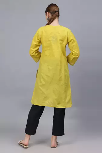 Green cotton lucknowi chikankari kurta