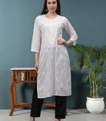 White cotton lucknowi chikankari kurta
