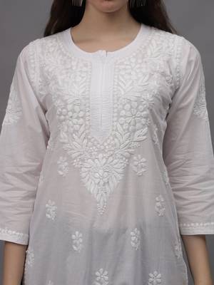 White cotton lucknowi chikankari kurta 2