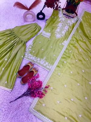 Silk kurta sharara dupatta set for women 3