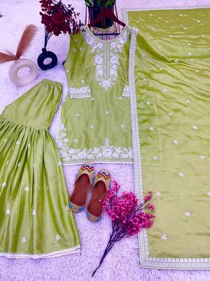 Silk kurta sharara dupatta set for women 4