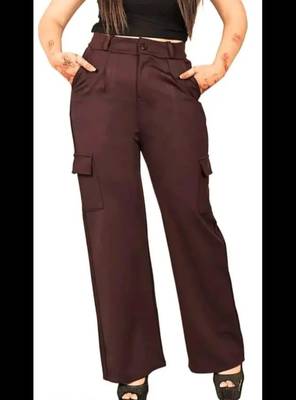 Pavonine tan color cotrise fabric with 4 pockets cargo/trousers for girls & women 1