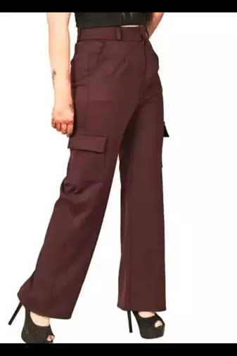 Pavonine tan color cotrise fabric with 4 pockets cargo/trousers for girls & women