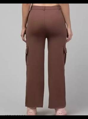 Pavonine tan color cotrise fabric with 4 pockets cargo/trousers for girls & women 3