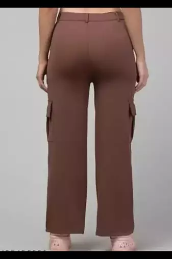 Pavonine tan color cotrise fabric with 4 pockets cargo/trousers for girls & women