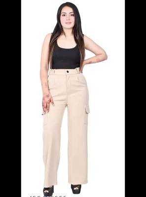 Pavonine cream color cotrise fabric with 4 pockets cargo/trousers for girls & women 5