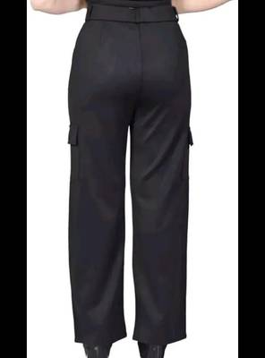 Pavonine black color cotrise fabric with 4 pockets cargo/trousers for girls & women 4