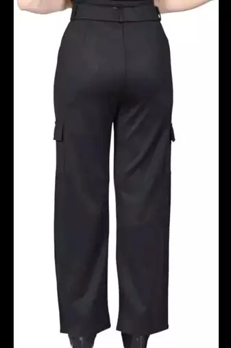 Pavonine black color cotrise fabric with 4 pockets cargo/trousers for girls & women