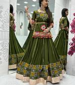 Mehendi Colour pure Cotton Rajasthani Style Stitched Lehenga Choli